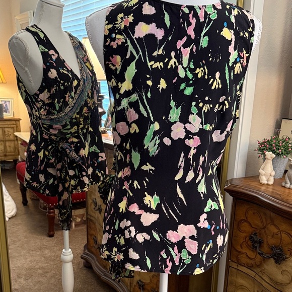 Plenty By Tracy Reese Womens Sleeveless 100% Silk Fairygrunge Blouse Size 12 - Picture 7 of 14